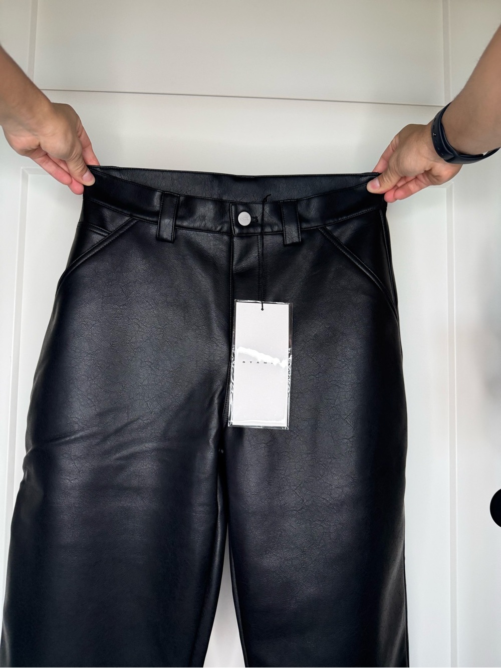 STAMPD Men's Black Faux Leather Pants (Small)